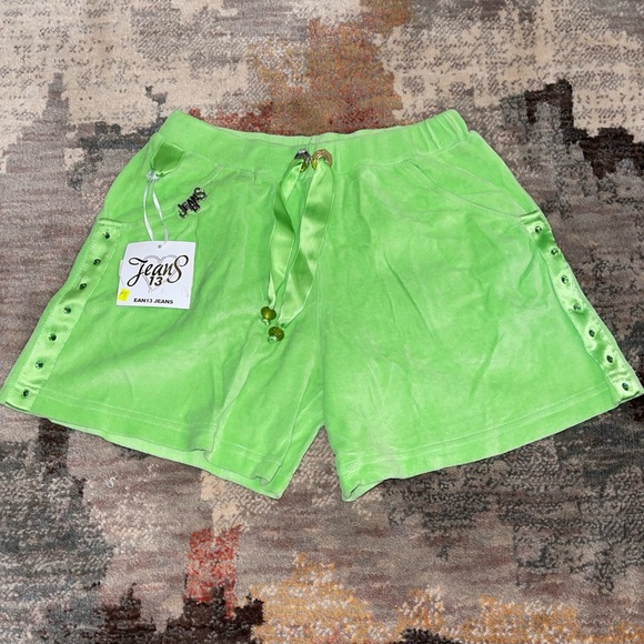 EAN13 JEAN Green crystal rhinestone studded encrusted bermuda shorts NWT
